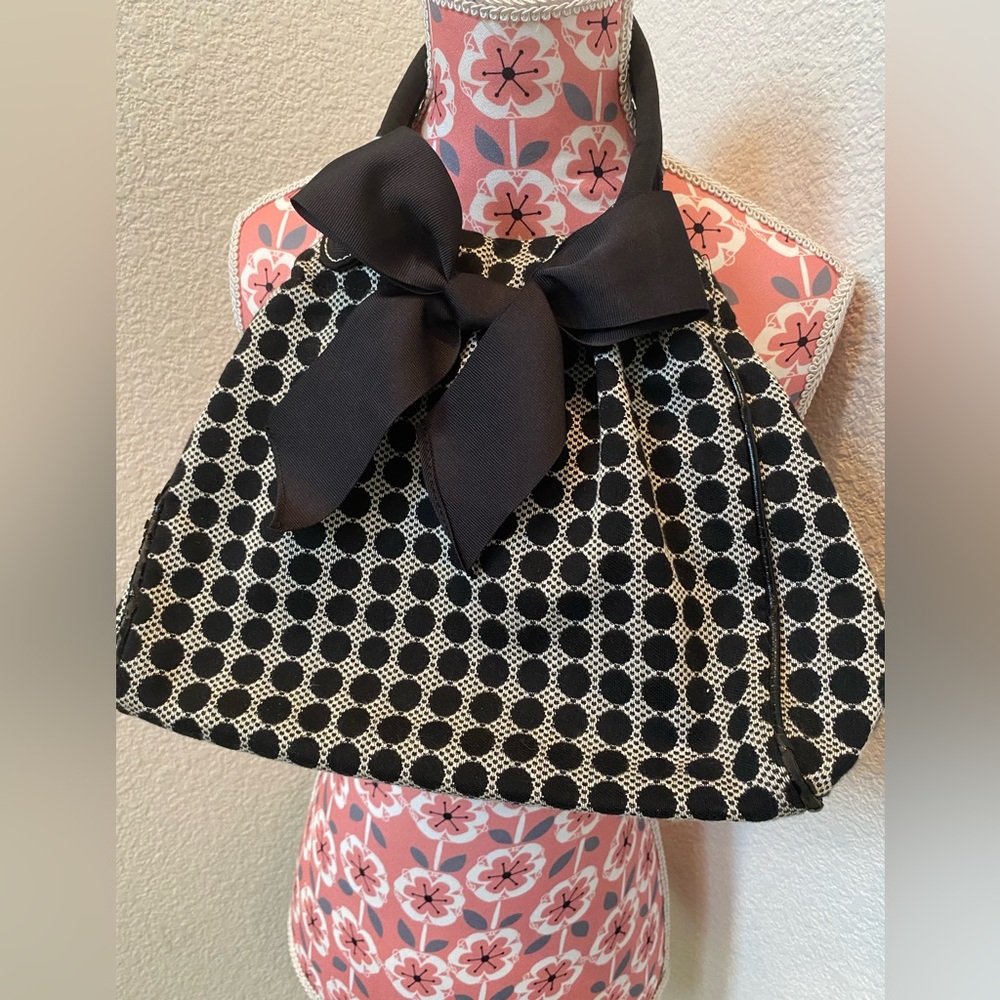 Talbots Chic Black and White Polka Dot Handbag